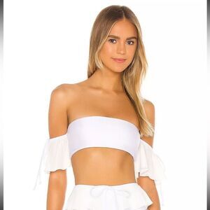 NWT Tularosa white Kimber bikini top off shoulder revolve resort small s